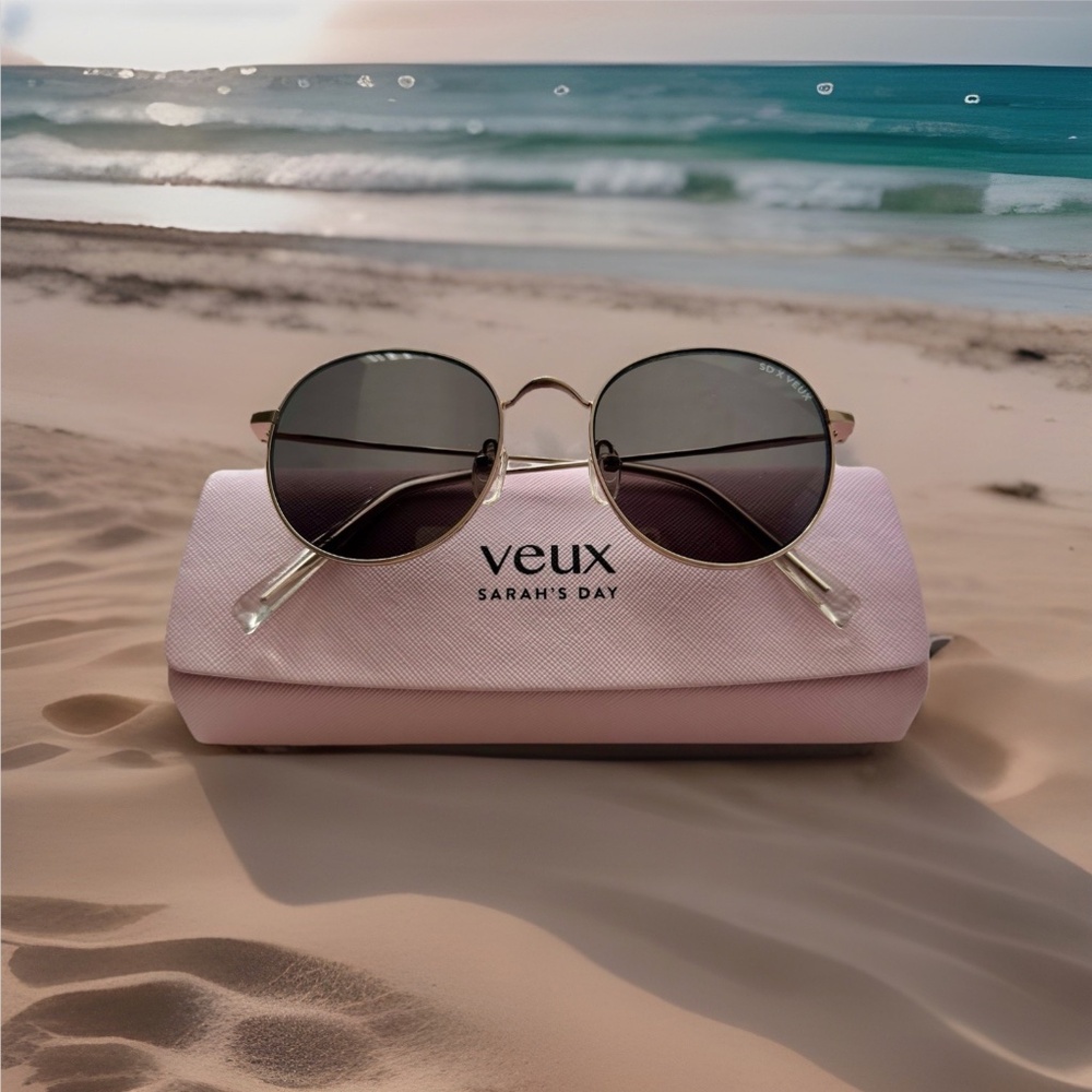 Sarah’s Day X Veux Collab Summer Gypsy Sunglasses Round Gold and Grey